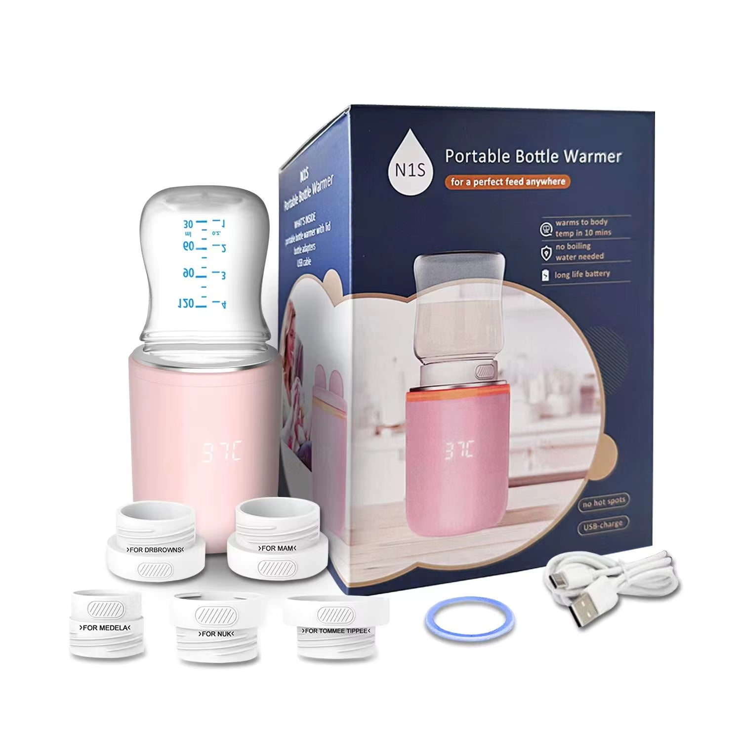 N1S Portable Smart Bottle Warmer - Stainless Steel & Cordless